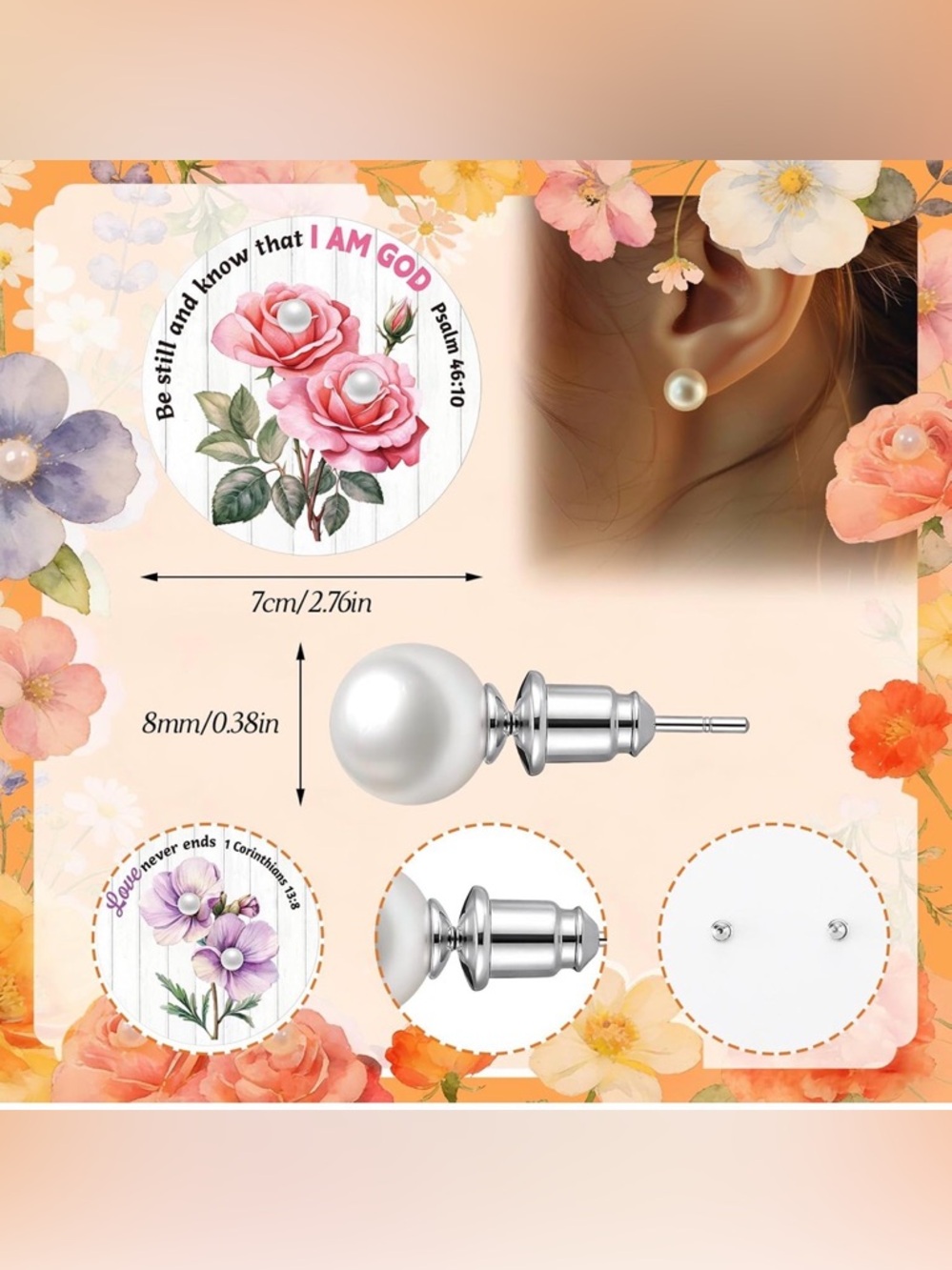 Women’s Pearl Stud Earrings - White Faux Pearl